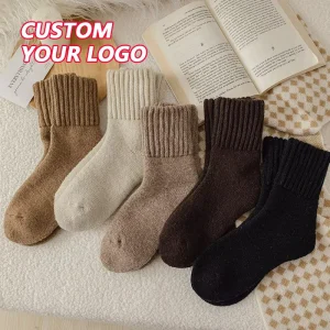 High Quality Solid Color Terry Women’s Socks Autumn and Winter Fleece lined Thickened Warm Slouch Lounge Socks
