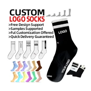 High Quality Sporty Cotton Crew Socks for Men Custom Logo Branded