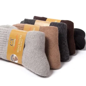 High Quality Spring Crew Thick Merino Wool Knitted Terry Bottom Logo Men’s Business Casual Socks