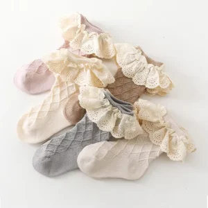 High Quality Spring Thin Children Lacey Cotton New Born Girls Colorful Cotton Trim Lace Girls Kids Baby Socks