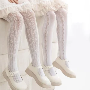 High Quality Spring and Summer Hollowed-Out Thin Style Heart-shaped Lolita Girls Pantyhose and Baby Socks