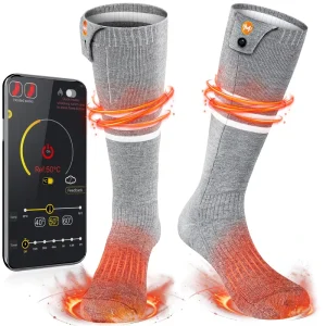 High Quality USB Battery Operated Self-Heated Waterproof Breathable Children’s Knee High Sport Cotton Socks Winter Camping