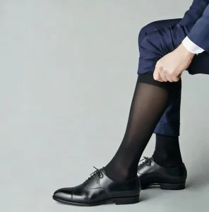 High Quality Ultra-Thin Knee High Men’s Business Formal Office Silk Dress Socks