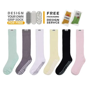 High Quality Women’s Cotton Yoga Socks Custom Logo Design Anti-Slip Yoga Pilates Grip Socks Customized Yoga Grip Scrunch Socks