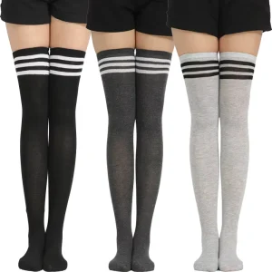 High Quality Women’s Striped Knee Thigh High Stockings Over Knee Socks Thigh High Long Bot Socks