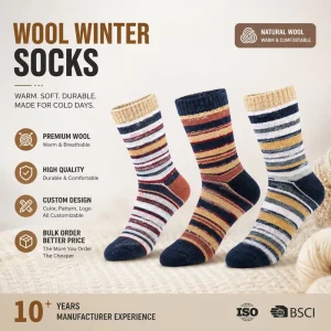 High QualityCustom Logo Wool Thick Thermal Socks Cable Knit Winter Warm Home Daily Crew Socks for Women