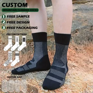 Hiking Sports Socks Thermal Moisture Wicking Knitted with Print Pattern ODM Winter Socks with Logo Bottom