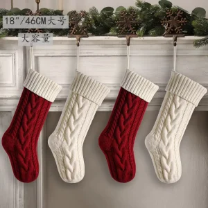 Holiday Knitted Christmas Socks 46cm Large Capacity Gift Socks Decoration New Year Long Socks for Kids