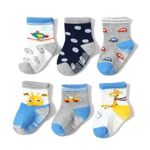 Home Socks Knitted Pattern Cartoon Animal Anti Slip Socks With Grips Girl Infant Baby Toddler Non Kid Cotton Socks Set