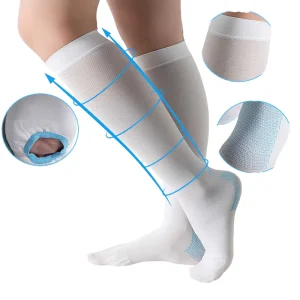 Hospital Grade Breathable Gradual Compression Anti Spider Veins Socks 15 20 Mmhg Medical Anti Embolism Over Knee Spring