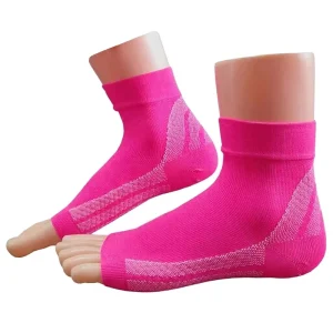 Hot Pink Youth Spring Ankle Compression Socks with Arch Support for Plantar Fasciitis