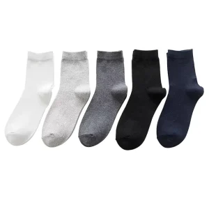 In Stock Large Size Men’s Customized 100% Cotton Crew Socks White and Black with Logo EUR 40 48 Long