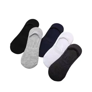 In Stock Solid Color Men’s Silicone Anti Slip Customized No Show Invisible Socks Breathable for Autumn Season