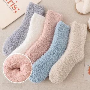 In Stock Wholesales Winter Fuzzy Indoor Reading Socks Lamb Fleece Super Thick Warm Socks for Women