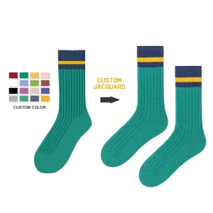In stock Custom Design Crew Cotton Women’s Socks Vintage Striped Japanese Korean British College Preppy Style Socks