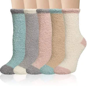 Indoor Thermal Winter Warm Fuzzy Slipper Floor Fleece Lined Women Soft Cozy Socks