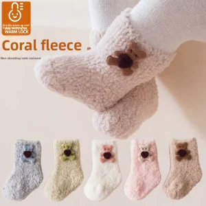 Infant Baby Mid-calf Winter Thick Warm Coral Fleece Cute Breathable Loose Fit Socks
