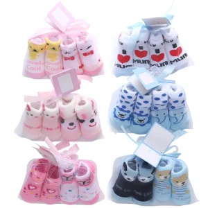 Infant Baby Socks Soft Knitted With Animal Pattern Baby Cotton Socks for Newborn Toddler Gift Bag