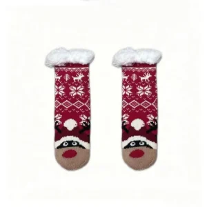 Infants Classic Cartoon Polar Bear Socks Winter Essential Standard Anti-Slip Knitted Crew Disposable Cute