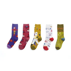 Jacquard Children’s Mid Calf Socks Factory Supply Custom Cotton Breathable Multi Color Girls’ Socks