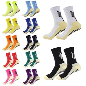 Jacquard Embroidered Sports Crew Socks for Men Women Custom Logo Grip Design for Football Soccer Summer
