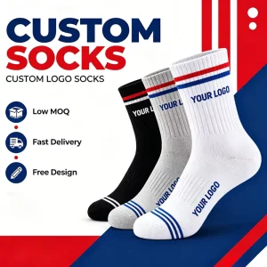 Jacquard Men Socks Oem Sports Customized Logo Crew Socks Athletic Design Black Running Custom Socks