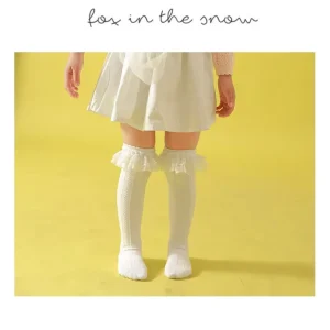 Japanese Lolita JK Paired Over the Calf Socks for Kids Lovely Girl Lace Lolita Socks Mid-tube