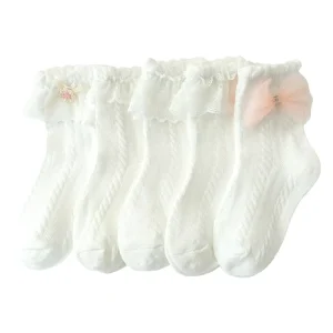 Japanese Style Princess Ruffle Socks Women Spring Summer Thin Mesh Lace Socks Hollow Out Sweet Girls White Lolita Crew Socks