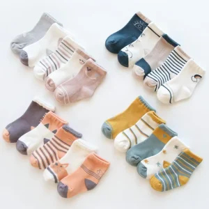 Jingwen Cotton Material Cartoon 5 Pairs of Cartoon Children’s Socks