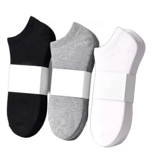 KNL-002 Spring Summer Men’s Ankle Socks Solid Black White Gray Stocklots Solid Short Socks