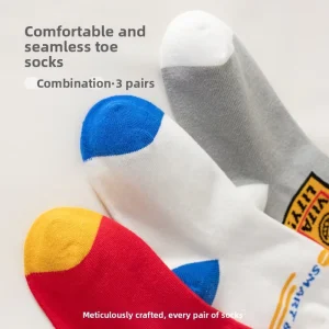 KOKOPLAY Children’s Cartoon Socks Autumn Winter Boys Medium Large Combed Cotton Breathable Trendy Seamless Mid Calf Socks