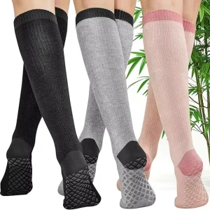KT239 Custom Bamboo Viscose Graduated Compression Socks for Pregnant Women 15 20 MmHg Knee High Non slip Grip Socks