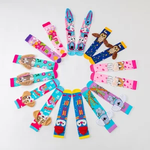 KT409 Manufacturer Custom Design Cartoon Accessory Girls’ Long Stockings with Three dimensional Ears Knee High Children’s Socks