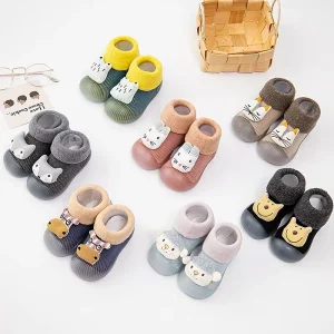 KTS444 Custom Winter Thick Cotton Warm Baby Toddler Shoes Cartoon Cute Animals Children’s Socks Non Slip Soft Sole Newborn Socks