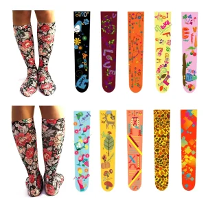 KTS450 OEM Custom Design Novelty Outdoor Sports Compression Printed Socks Cotton Polyester Blank Dye Sublimation Printing Socks