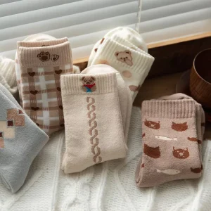 Keep Warm Terry Socks for Women Bear Animal Winter Socks