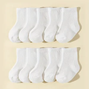 Kids Breathable Knitted Cotton Socks Pure White Black Grey Color Children’s Socks