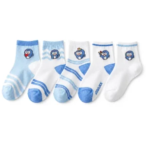 Kids Cartoon Mesh Socks 5 Pairs 95% Polyester Breathable Thin Mid Crew Socks for Toddlers Boys Girls