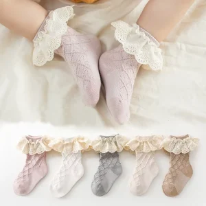 Kids Casual Dress Socks Ruffle Crew Socks Infant Baby Girl Frill Lace Socks