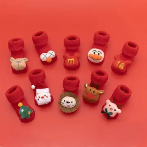 Kids Children’s Socks for Girls Boys Thicken Print Cotton Toddlers Baby Christmas Socks for Newborns Infant Short Socks