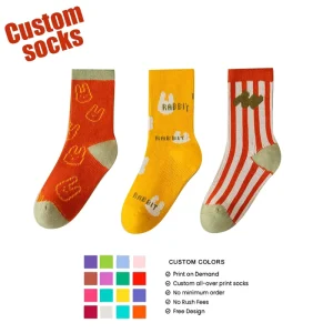 Kids Comfortable Crew Socks Factory Custom Cute Stripes Three Color Combination for Spring and Autumn Fashion Chic Style