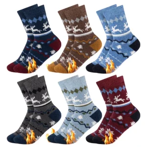 Kids Cotton Blend Thermal Thick Cozy Socks for Boys Girls Winter 5 8 Years Old 6 Pairs