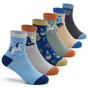 Kids Cotton Crew Socks Cartoon Animal and Stripe Design Soft Children Socks with Custom Package Service