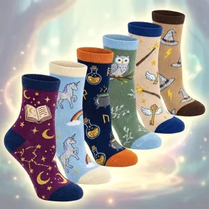 Kids Cotton Crew Socks Cute Cartoon Animal Striped Pattern Breathable Children Socks for Boys Girls