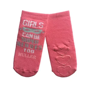 Kids Letter & Heart Grip Socks Non-Slip Crew Socks for Indoor Sports & Play