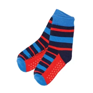 Kids’ Non Slip Crew Socks Striped Athletic Design with Grippers for Indoor Play & Parties
