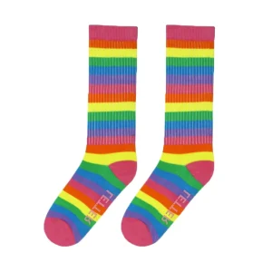 Kids Rainbow Stripe Knitted Anti-Slip Crew Socks Breathable Sport Socks for Casual Wear & Dress Outfits