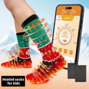 Kids Rechargeable Heated Socks Thermal Winter Warm Safe Electric Heating Socks for Children Outdoor Skiing Hiking