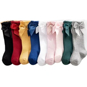 Kids Sock Toddlers Girls Big Bow Knee High Long Soft Cotton Lace Baby Children Socks