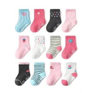 Kids Socks Cute Cartoon Animals Floor Socks With Grips Newborn Baby Toddler Organic Cotton Anti Slip Slipper Walk Socks
